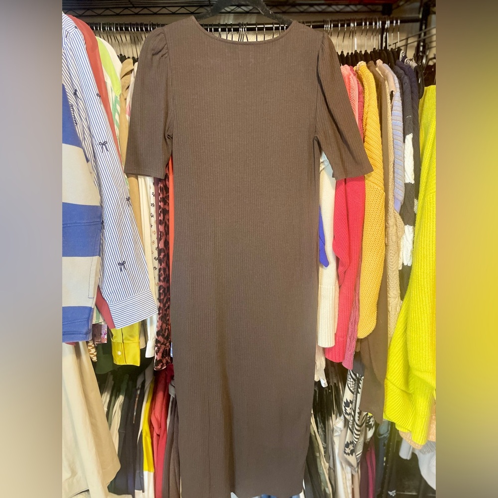 Tall Gap Puff Sleeve Sweetheart Midi Dress | Brown Noir | Size M Tall | NWT - Picture 7 of 8